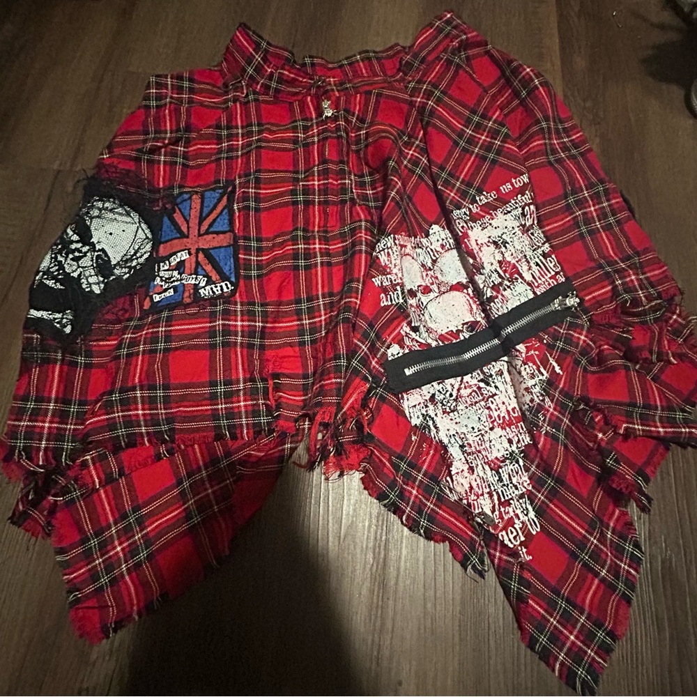 RARE mad punks mad girls tartan distressed skirt vkei y2k deadstock